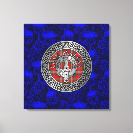 Clan MacLean Crest & Tartan Knot op Thistle Canvas Afdruk (Voorkant)