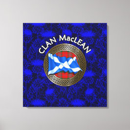 Clan MacLean Crest & Tartan Knot op Thistle Canvas Afdruk