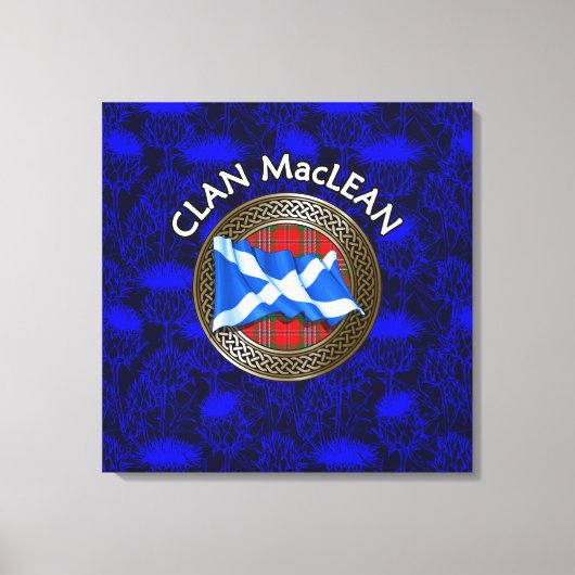 Clan MacLean Crest & Tartan Knot op Thistle Canvas Afdruk (Voorkant)
