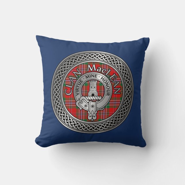 Clan MacLean Crest & Tartan Knot Sierkussen (Voorkant)