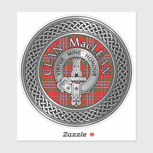 Clan MacLean Crest & Tartan Knot Sticker (Vel)