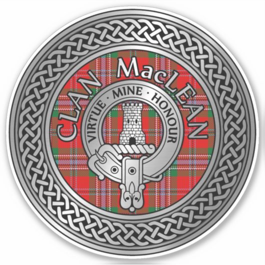 Clan MacLean Crest & Tartan Knot Sticker (Voorkant)