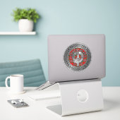 Clan MacLean Crest & Tartan Knot Sticker (Laptop op bureau)