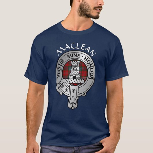Clan MacLean Crest & Tartan T-shirt (Voorkant)