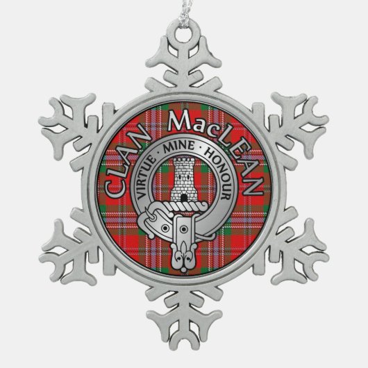 Clan MacLean Crest & Tartan Tin Sneeuwvlok Ornament (Voorkant)