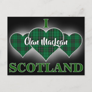 Clan MacLean I Love Scotland Hunting Tartan Heart Briefkaart