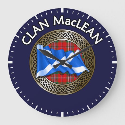 Clan MacLean Tartan Knot & Flag Grote Klok (Voorkant)