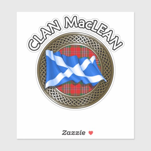 Clan MacLean Tartan Knot & Flag Sticker (Vel)
