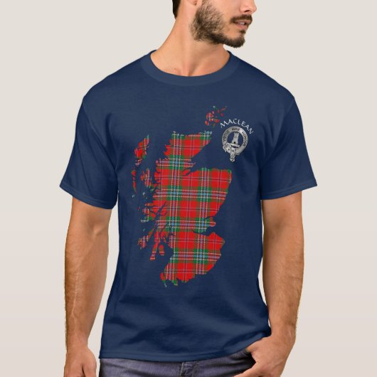 Clan MacLean Tartan Map & Crest T-shirt (Voorkant)
