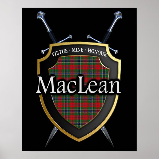 Clan MacLean Tartan Scottish Shield & Swords Poster (Voorkant)