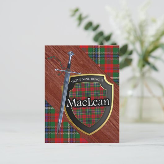 Clan MacLean Tartan Sword & Shield Briefkaart (Staand voorkant)