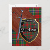Clan MacLean Tartan Sword & Shield Briefkaart (Voorkant / Achterkant)