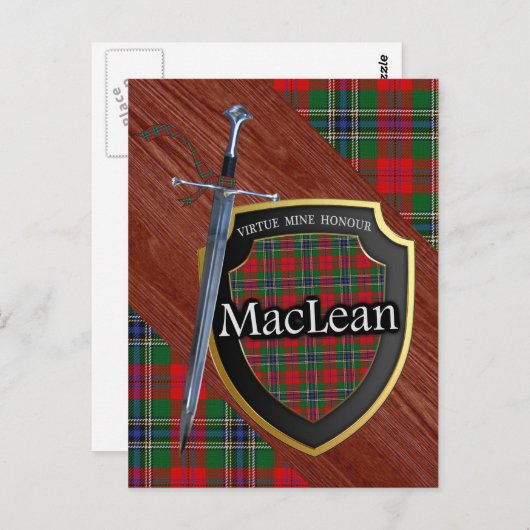 Clan MacLean Tartan Sword & Shield Briefkaart (Voorkant / Achterkant)