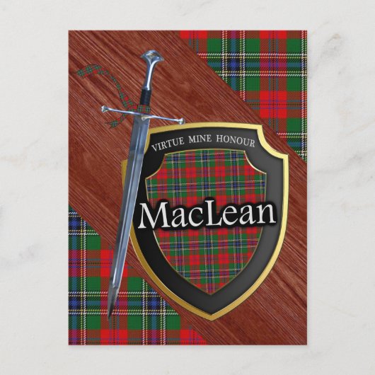 Clan MacLean Tartan Sword & Shield Briefkaart (Voorkant)