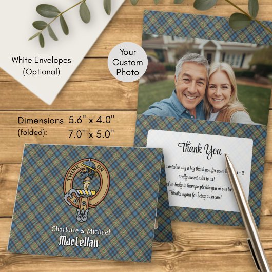 Clan MacLellan Crest op Oude Tartan
