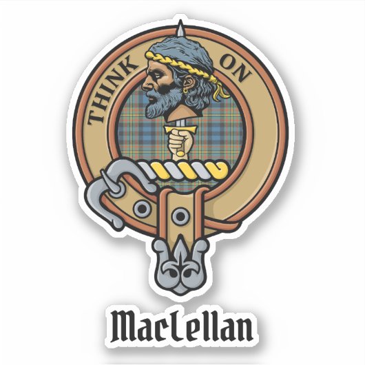 Clan MacLellan Crest op oude tartan Sticker (Voorkant)