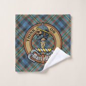 Clan MacLellan Crest over Oude Tartan Bad Handdoek (Wasdoekje)