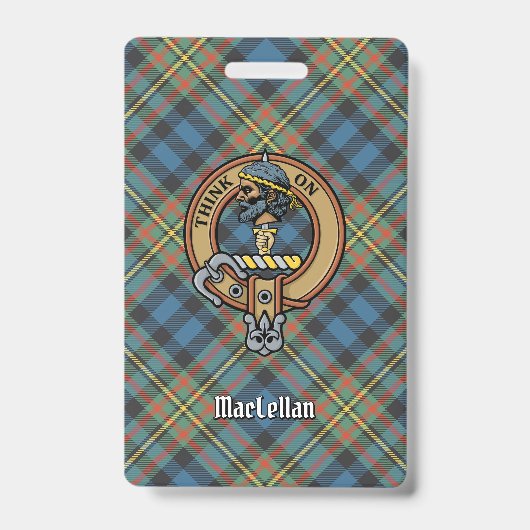 Clan MacLellan Crest over Oude Tartan Badge (Voorzijde)