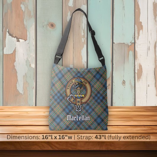 Clan MacLellan Crest over Oude Tartan Crossbody Tas