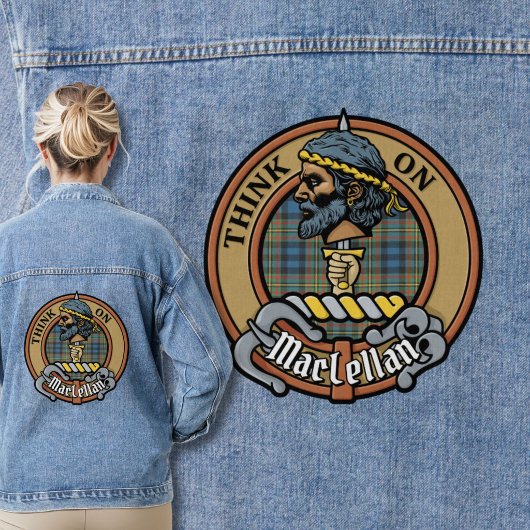 Clan MacLellan Crest over Oude Tartan Denim Jacket