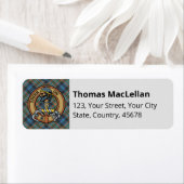 Clan MacLellan Crest over Oude Tartan Etiket (Insitu)