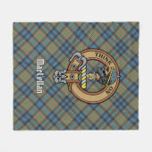 Clan MacLellan Crest over Oude Tartan Fleece Deken (Voorkant (Horizontaal))