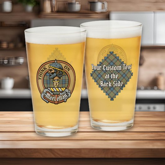 Clan MacLellan Crest over Oude Tartan Glas
