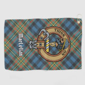 Clan MacLellan Crest over Oude Tartan Golfhanddoek (Horizontaal)