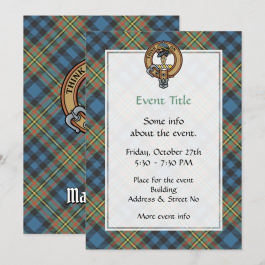 Clan MacLellan Crest over Oude Tartan Kaart (Voorkant / Achterkant)
