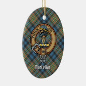 Clan MacLellan Crest over Oude Tartan Keramisch Ornament (Rechts)