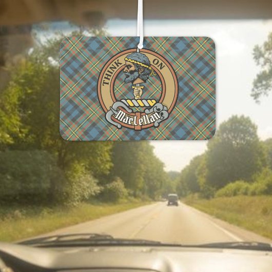Clan MacLellan Crest over Oude Tartan Luchtverfrisser