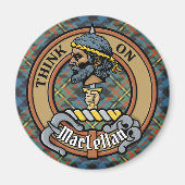 Clan MacLellan Crest over Oude Tartan Magneet (Voorkant)