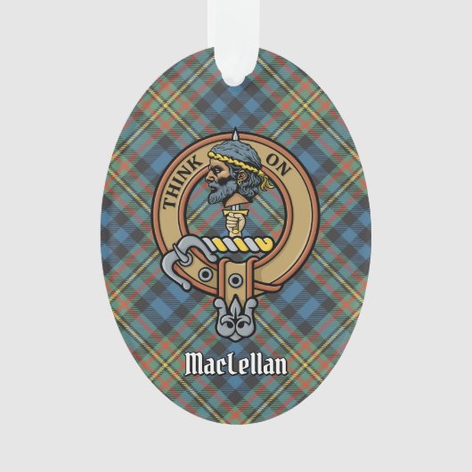 Clan MacLellan Crest over Oude Tartan Ornament (voorkant)