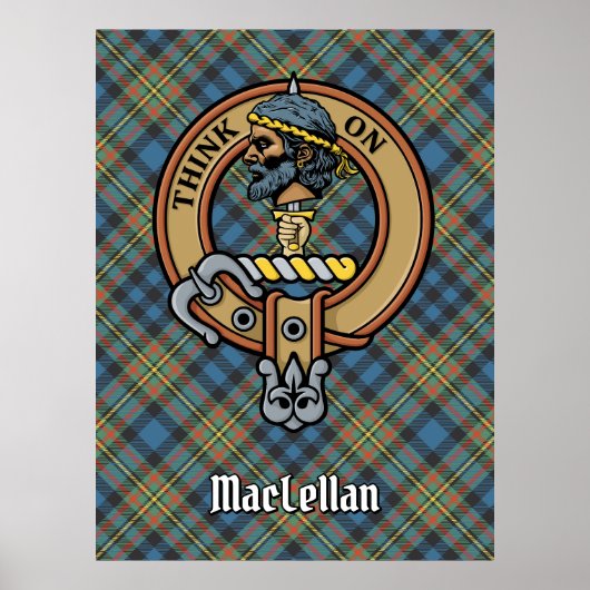 Clan MacLellan Crest over Oude Tartan Poster (Voorkant)