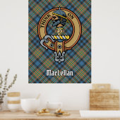Clan MacLellan Crest over Oude Tartan Poster (Keuken)