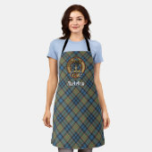 Clan MacLellan Crest over Oude Tartan Schort (Gedragen)