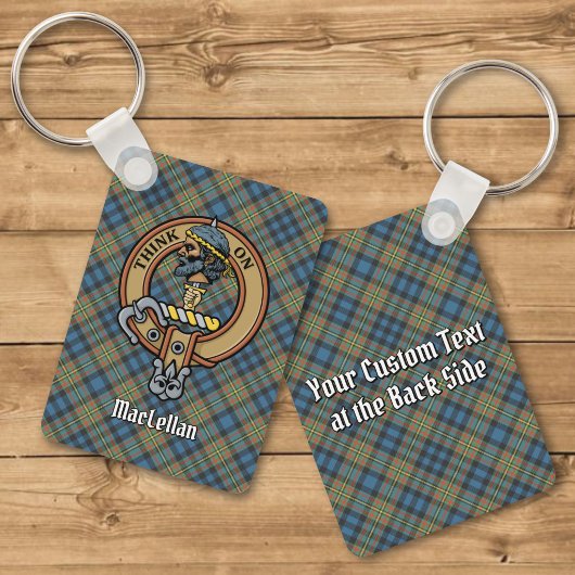 Clan MacLellan Crest over Oude Tartan Sleutelhanger