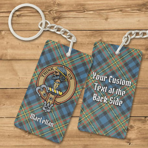 Clan MacLellan Crest over Oude Tartan Sleutelhanger