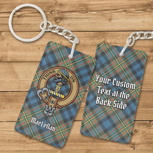 Clan MacLellan Crest over Oude Tartan Sleutelhanger