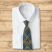 Clan MacLellan Crest over Oude Tartan Stropdas