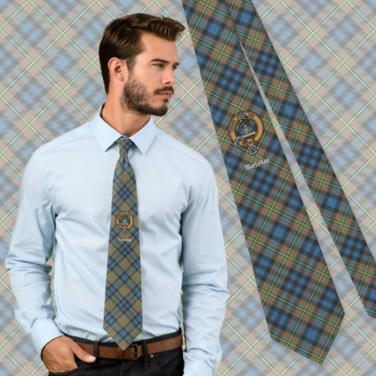 Clan MacLellan Crest over Oude Tartan Stropdas