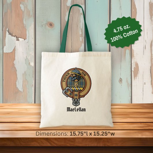 Clan MacLellan Crest over Oude Tartan Tote Bag
