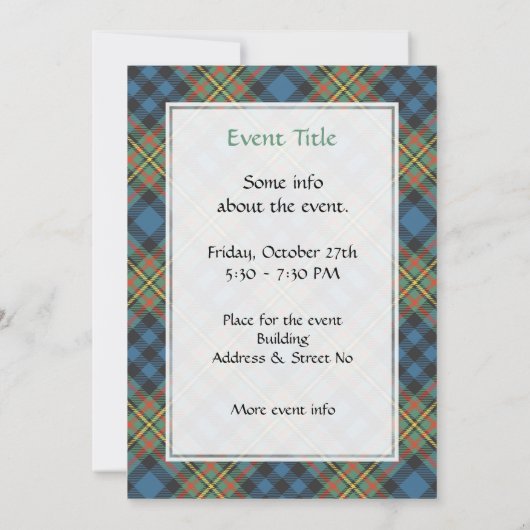 Clan MacLellan Oude Tartan Kaart (Achterkant)