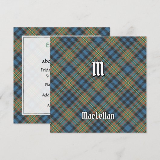 Clan MacLellan Oude Tartan Kaart (Voorkant / Achterkant)