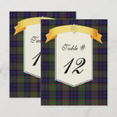 Clan MacLellan Tartan Pset Wedding Table Number Kaart (Voorkant / Achterkant)