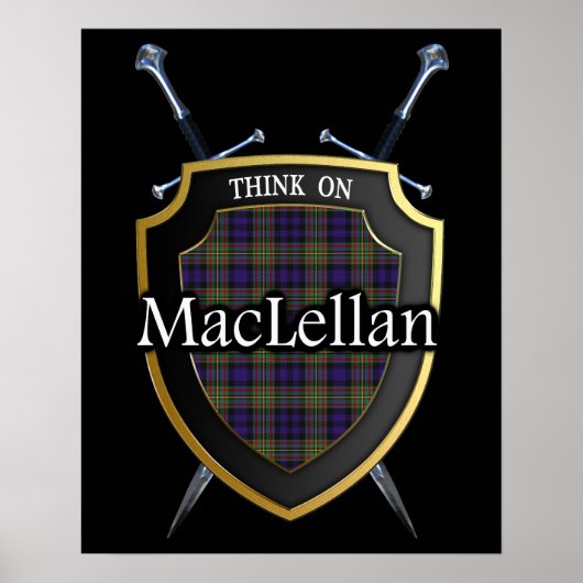 Clan MacLellan Tartan Scottish Shield & Swords Poster (Voorkant)