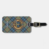 Clan MacLellan Wapen over Oude Tartan Bagagelabel (Voorkant horizontaal)