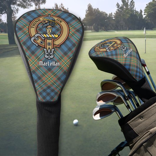 Clan MacLellan Wapen over Oude Tartan Golfheadcover