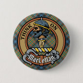 Clan MacLellan Wapen over Oude Tartan Ronde Button 5,7 Cm (Voorkant)
