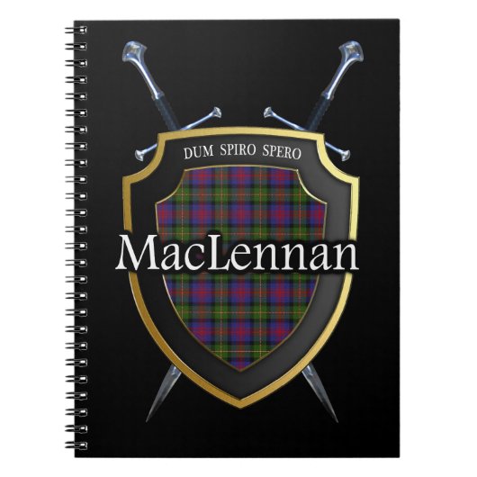 Clan MacLennan Tartan Shield & Swords Notitieboek (Voorkant)